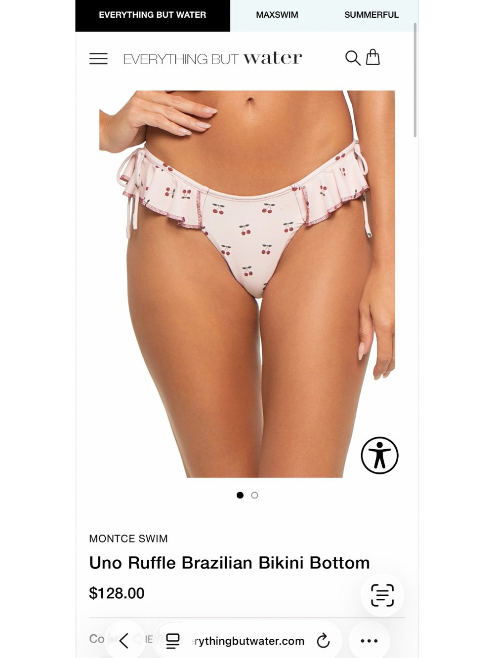 Montce Pink Cherry Ruffle Brazilian Bikini Bottom